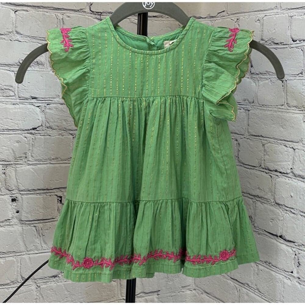 Peek Kids Flutter Sleeve Tiered Dress (Size 6-12M)
